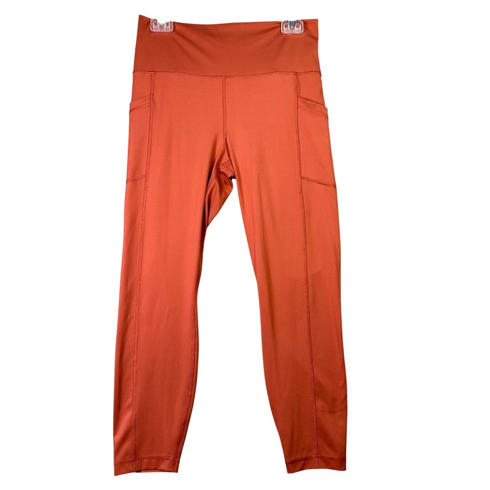 Yogalicious Lux High Waisted‎ Pockets Leggings Rust Orange XL Athletic Gym Yoga